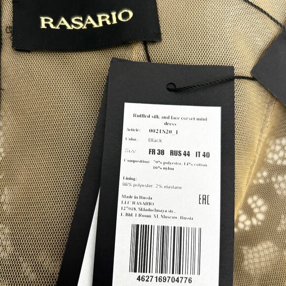 NWT Rasario Black Ruffle & Lace Corset Mini Dress, FR 38/US 6 - Picture 13 of 13